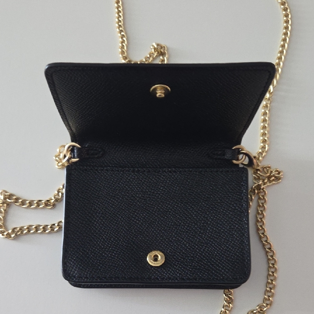 Coach Black Leather Crossbody with Gold Chain Trim - Picture 3 of 4